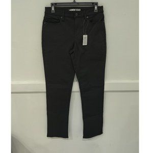NWT Lands End Womens Mid Rise Straight Jean Black Size 6 31x32 Black $80 3C549